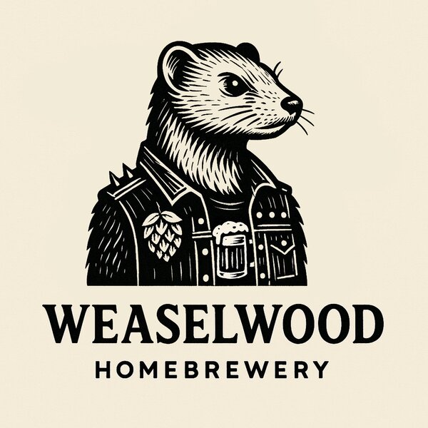 Weaselwood Homebrewery — original logo, weasel in spiked armor